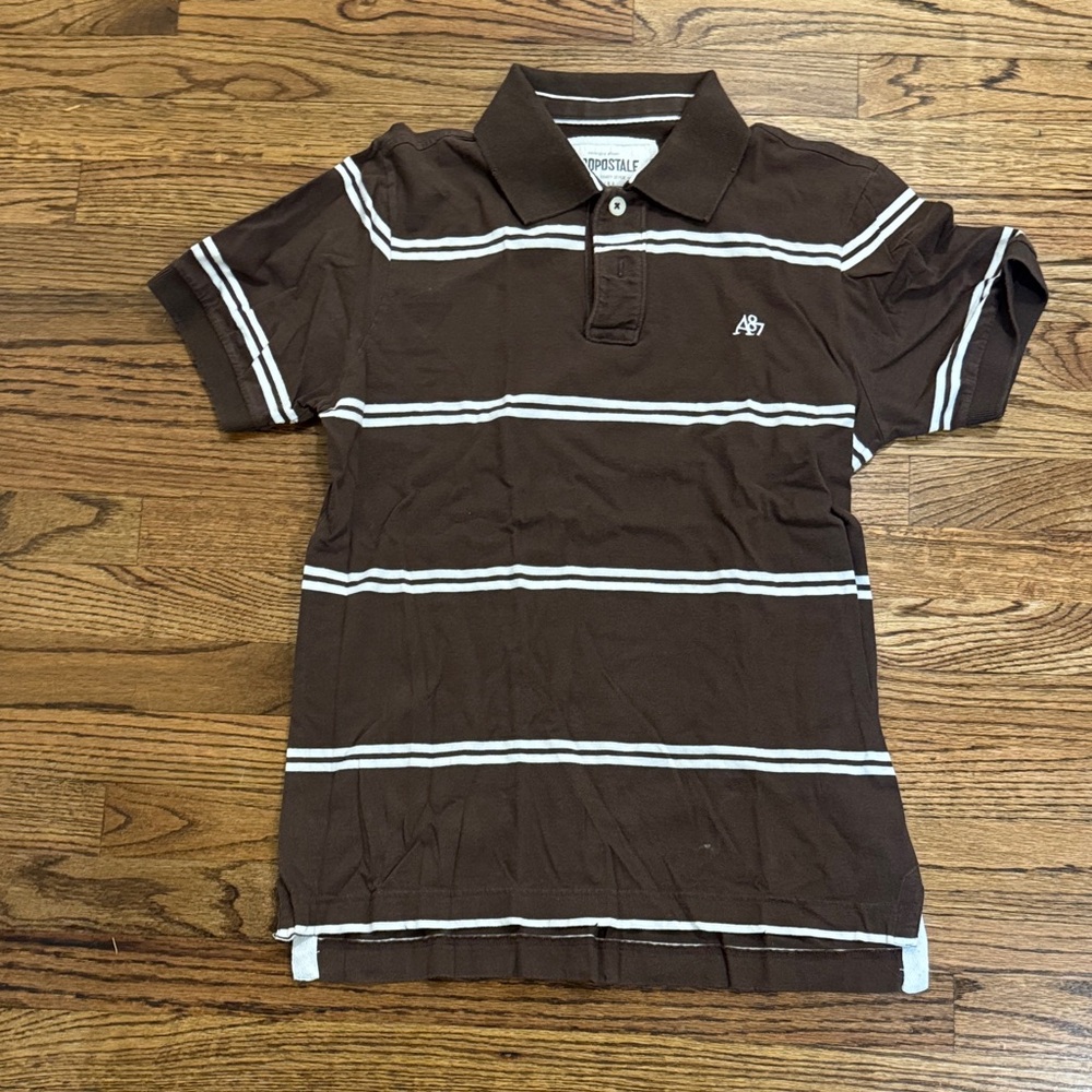 Aeropostale Brown Polo with White Stripes